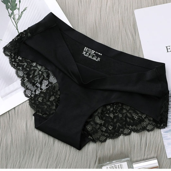 3/$15 Black Floral Lace Bikini Panties Underwear Mid Waist Briefs Seamless Lot - Picture 1 of 5